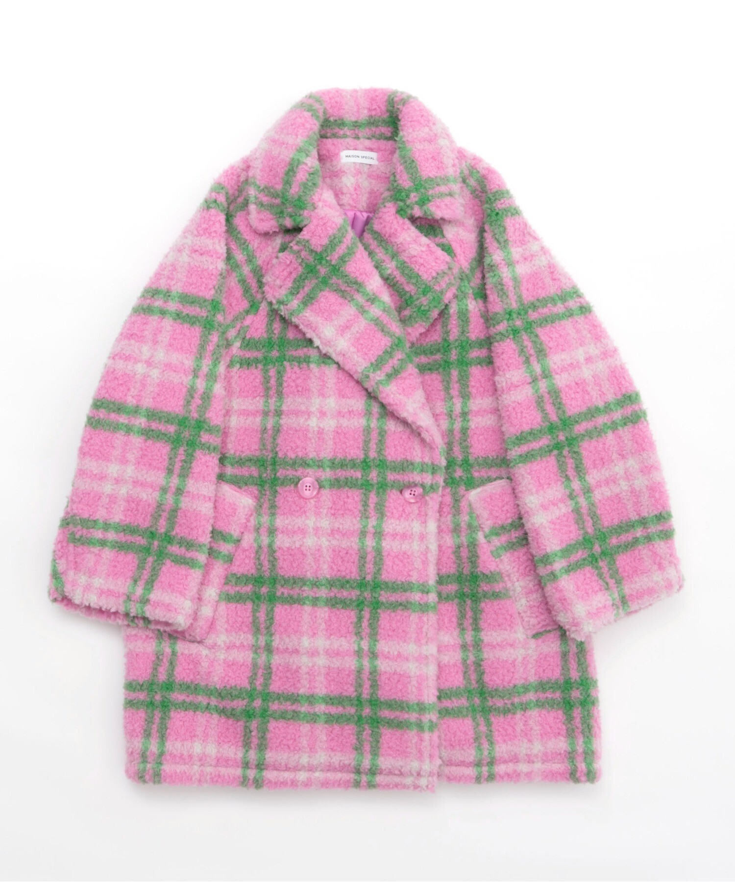 MAISON SPECIAL Check Boa Over Coat