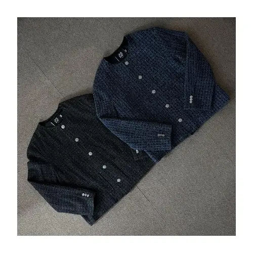 ASCLO ASCLO Denim Tweed No Collar Jacket