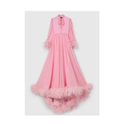 GUCCI Printed silk chiffon dress in light pink