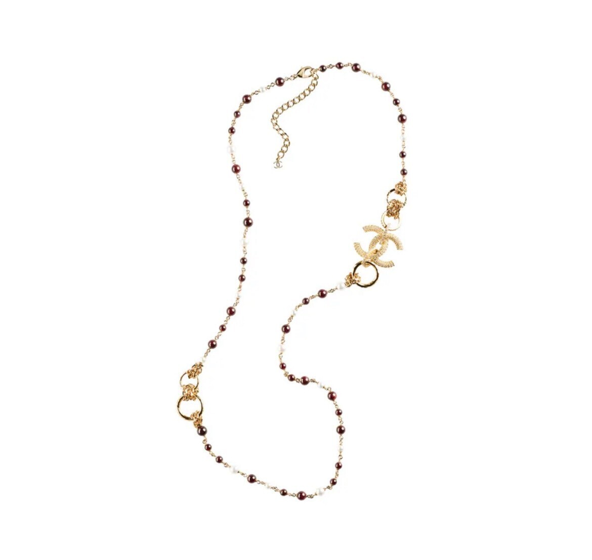 CHANEL メタル ダブル C ロゴ ファントム パール ロング ネックレス