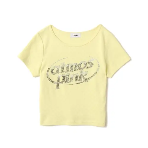 atmos pink Rhinestone Logo T-shirt