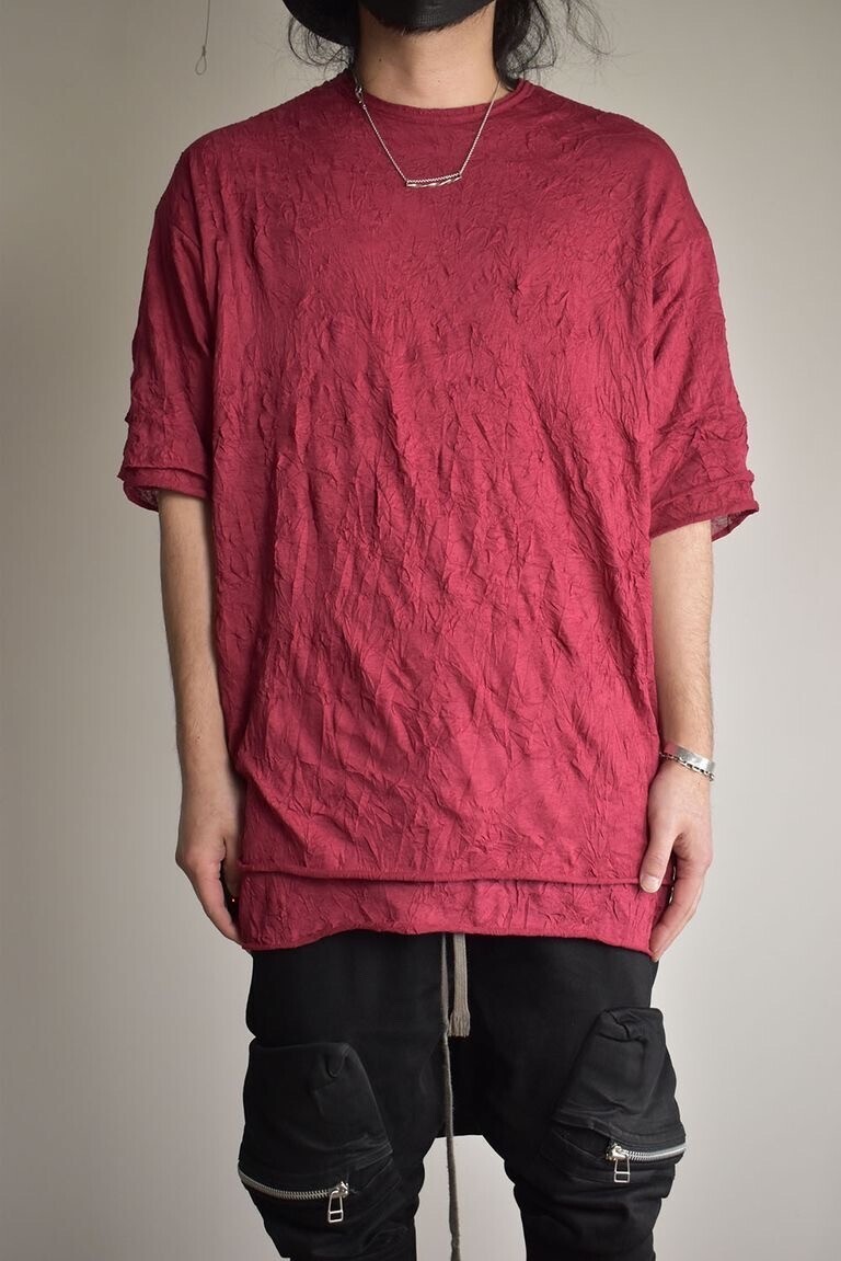 A.F ARTEFACT Gauze Washer Over Sized Tee"Red"/ガーゼワッシャーオーバーサイズTee"レッド"