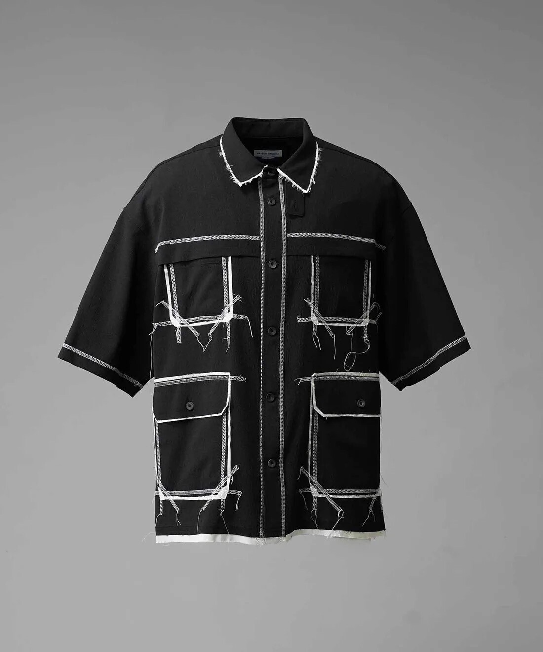 MAISON SPECIAL Prime-Over Stitch Design Short Sleeve Railroader Shirt