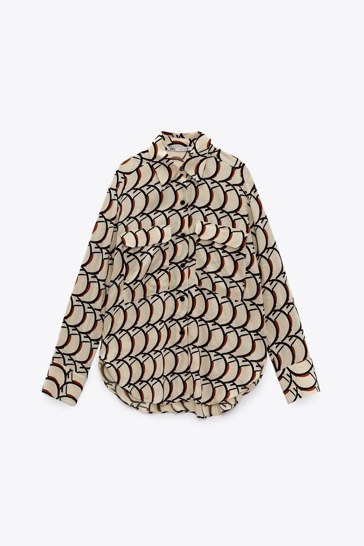 ZARA POCKET PRINT BLOUSE
