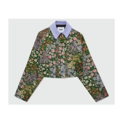 MSGM Multicolor cropped floral jacquard jacket