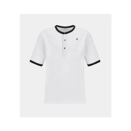 NOICE COTTON RIBBED RINGER HENLEY NECK