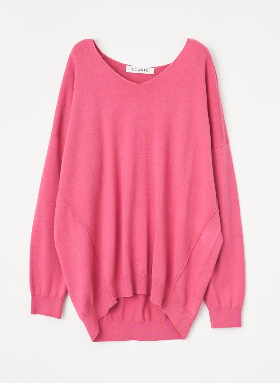 LOUNIE レーヨンシルクＶネックニットプルオーバー