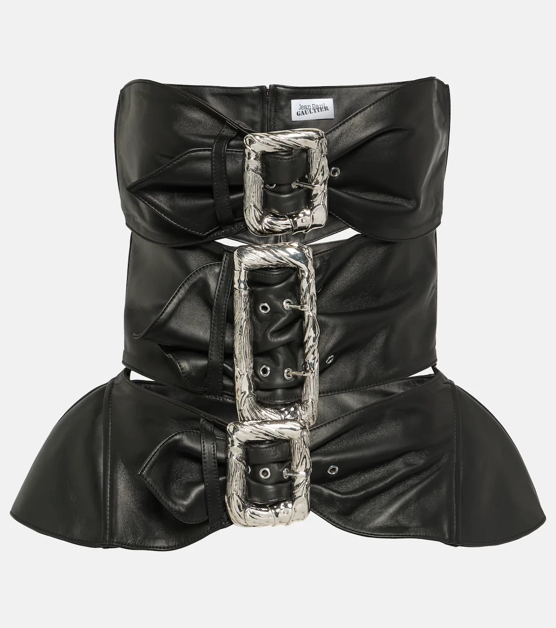 JEAN PAUL GAULTIER Buckle detail strapless leather top