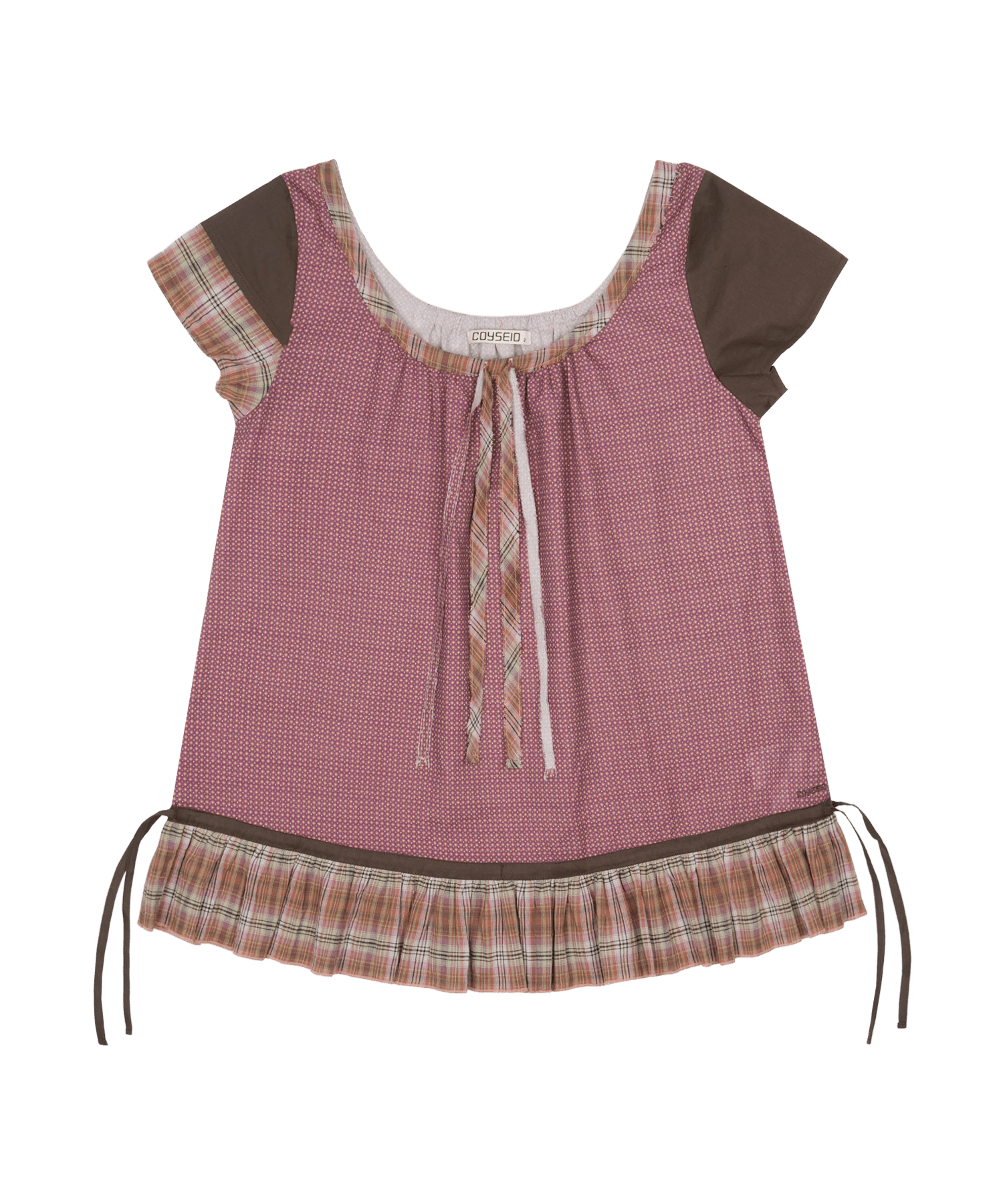 COYSEIO STRAP SHIRRING BLOUSE BROWN