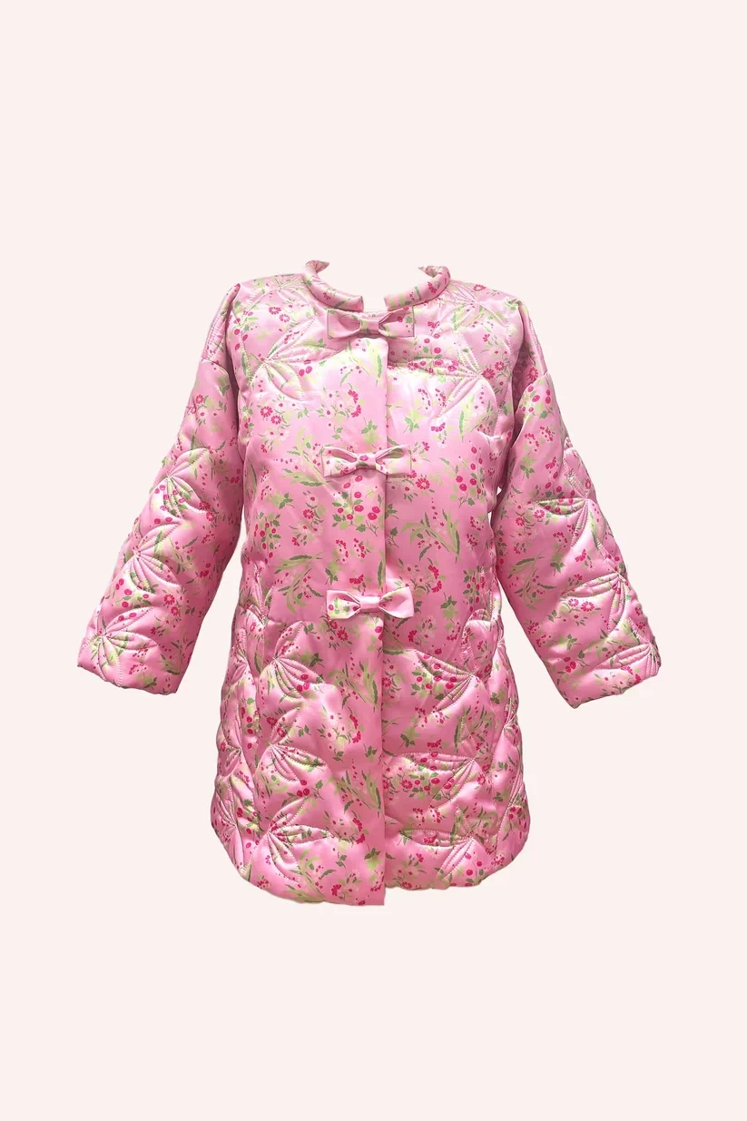 ANNA SUI Arcadia Blossom Quilted Satin Boudoir Coat