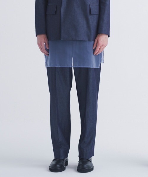 CULLNI 24-SS-014B / Light Denim Pin Tuck Wide Pants with Long Belt