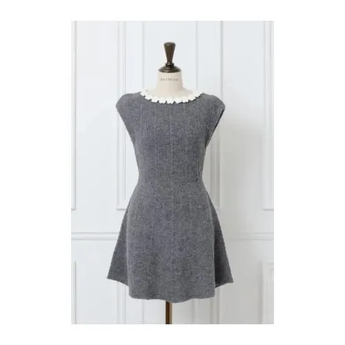 MISTREASS Flower Trim Knit Mini Dress