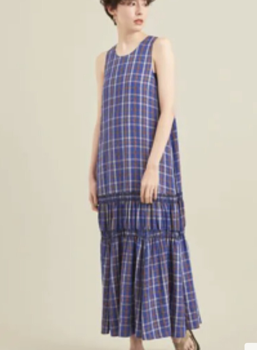 BEAUTY&YOUTH チェックノースリーブマキシワンピース