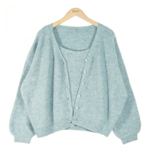 flower fluffy ensemble knit