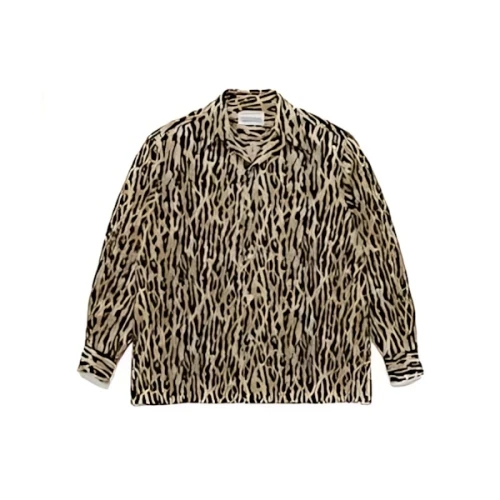 WACKO MARIA LEOPARD CORDUROY OPEN COLLAR SHIRT
