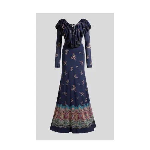 ETRO エンジニアードプリント ロングドレス