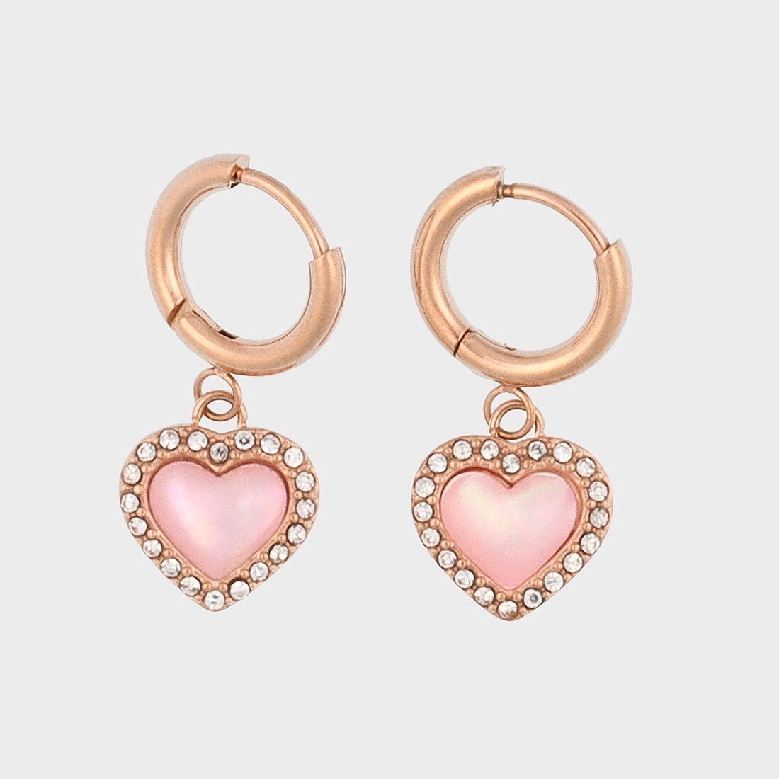 CHARLES & KEITH Annalise アナリーゼ クリスタルハートストーンフープピアス
