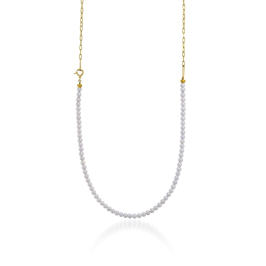 STAR JEWELRY K10 ネックレス PEARL&CHAIN