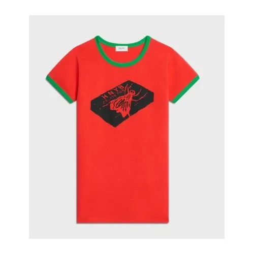 CELINE ハリーズ パリ バー Tシャツ / リブ編みコットンジャージー