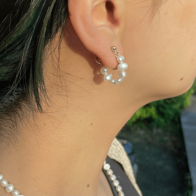 MILIEU Baroque pearl hoop pierce / earring