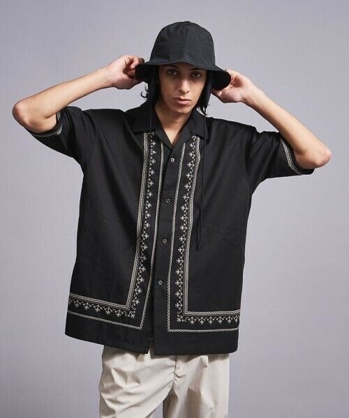 monkey time TWILL EMBROIDERY OPEN SHIRT/シャツ