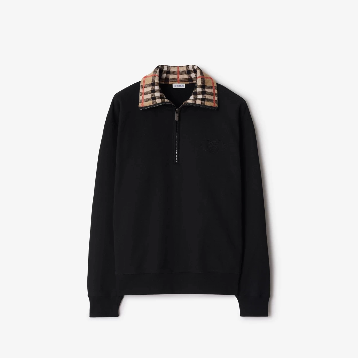 BURBERRY チェックカラー コットン ハーフジップスウェット