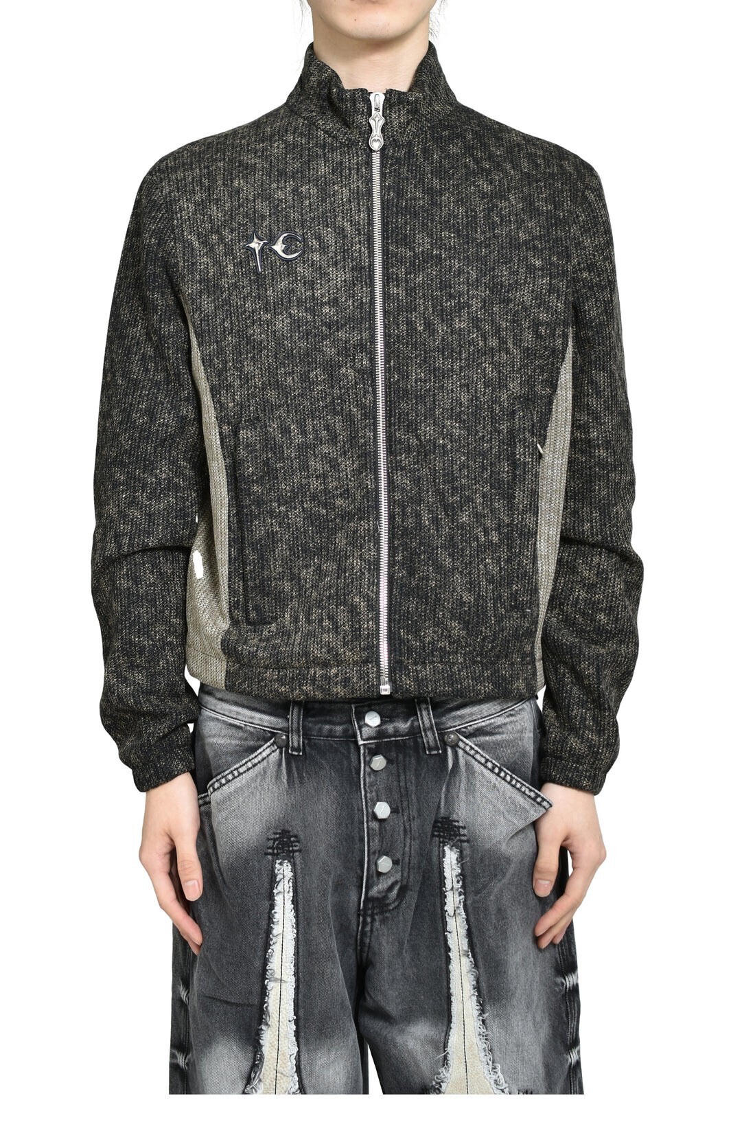 Thug Club DEVIL PEACE PATCH KNIT JACKET / BLK