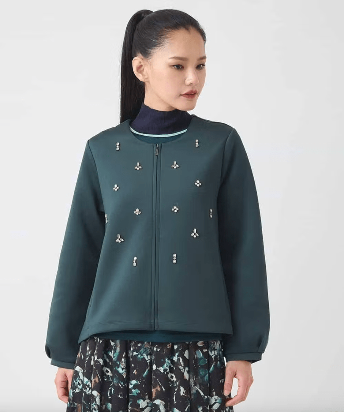 HIROKO BIS ビジューエンブロイダリーカーディガン