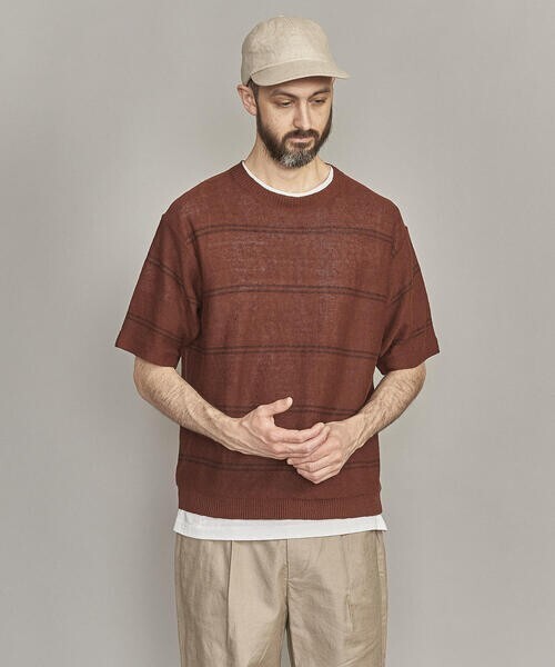 BEAUTY&YOUTH UNITED ARROWS BY リネン ボーダー ニット Tシャツ