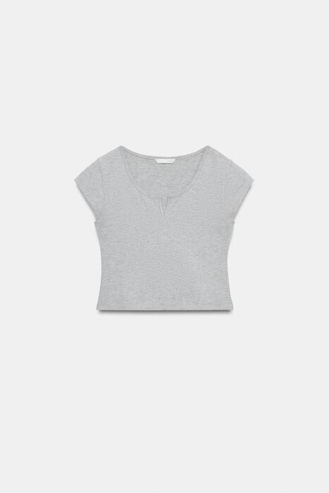 ZARA スリット入りクロップドトップス グレーマール