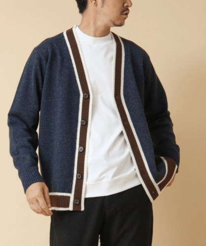 NOLLEY'S goodman 配色ライン Vネックカーディガン 24AW ノーリーズ トップス カーディガン