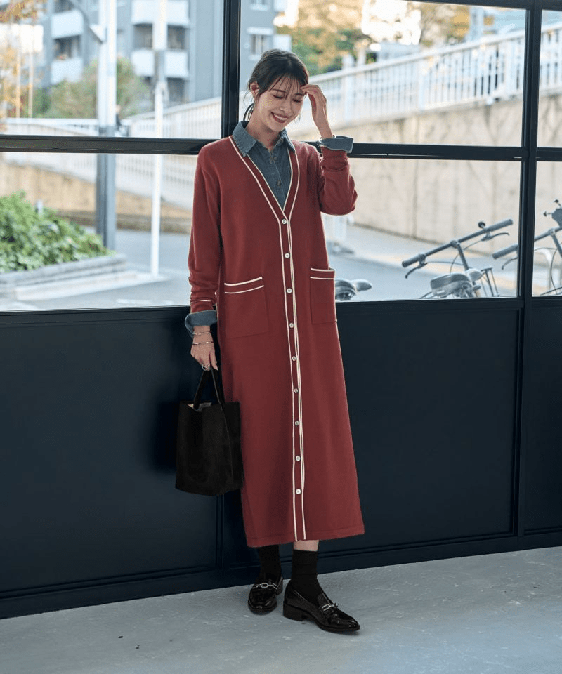 STYLE DELI 【LUXE】ライン配色ニットワンピース