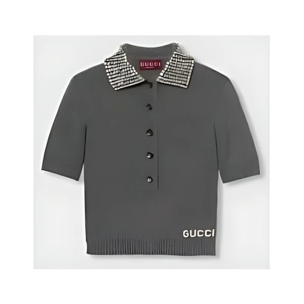 GUCCI ウール リブ ポロトップ
