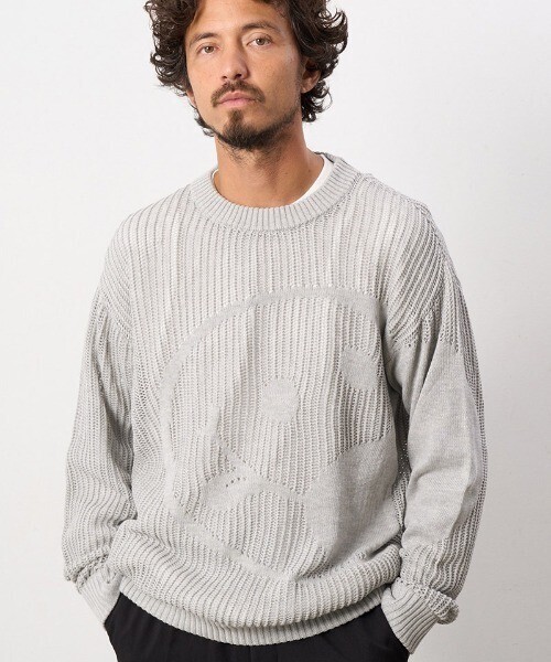 STUD MUFFIN コットンヤーン SMILEジャガードメッシュニット