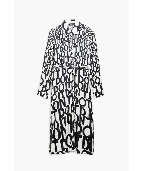 Desigual レタリングプリント シャツワンピース