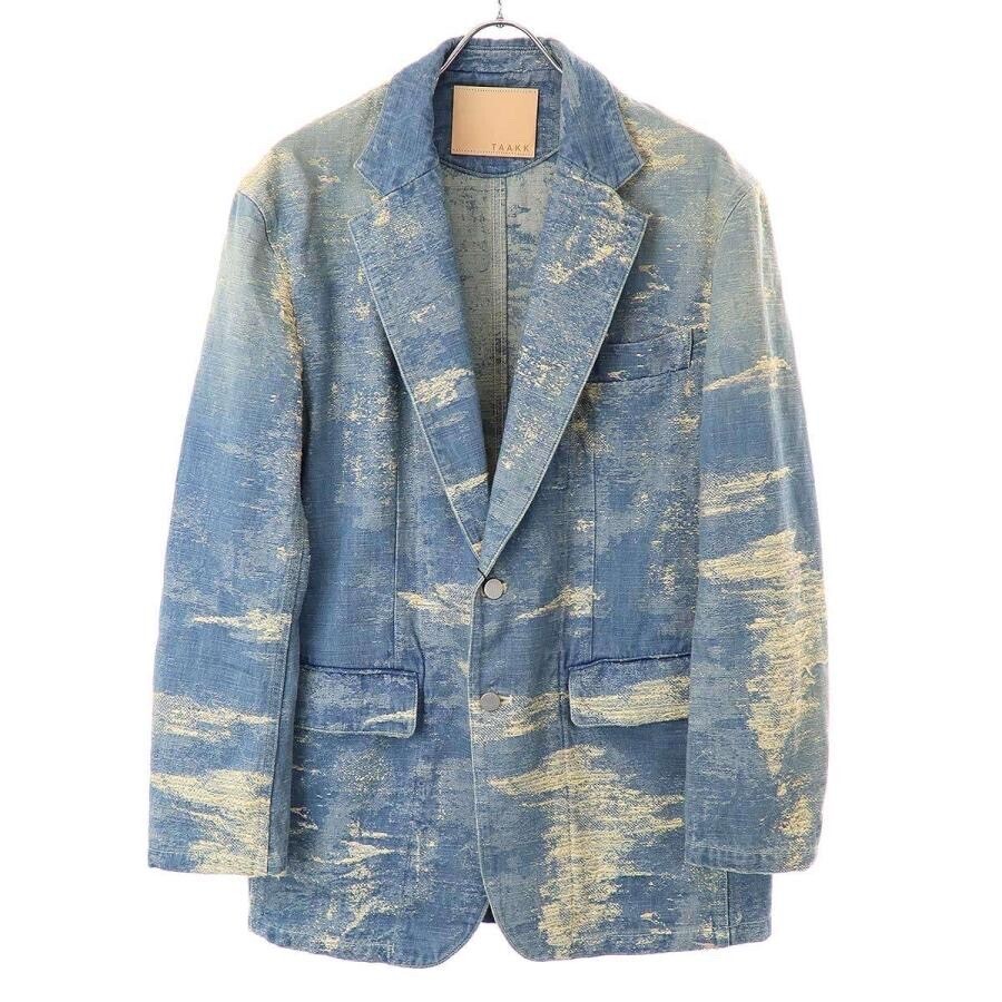 TAAKK DENIM JACKET ブリーチ加工ジャガードデニムテーラードジャケット
