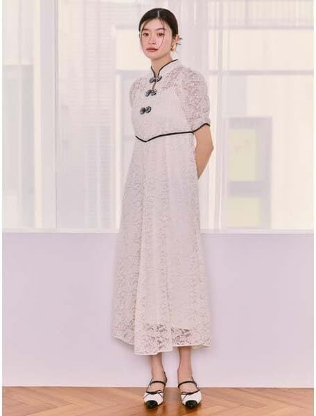 Lily Brown コットンタッチレースチャイナワンピース