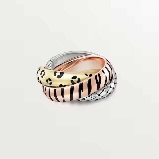 Cartier トリニティ リング、ラッカー、セミパヴェセッティング