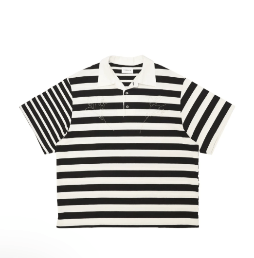 TANAKA THE POLOSHIRTS - BLACK STRIPE(EMBROIDERY)