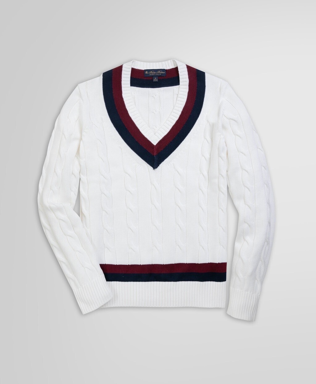 Brooks Brothers スーピマコットン ケーブル Vネックテニスセーター
