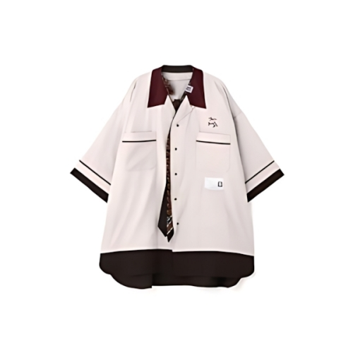MIHARA YASUHIRO MIX LAYERED BOWLING SHIRT