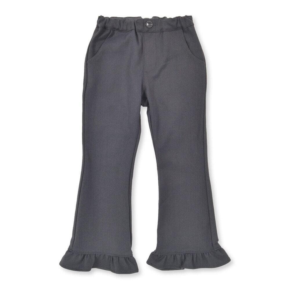BEBE ストレッチ裾フリルスリムパンツ