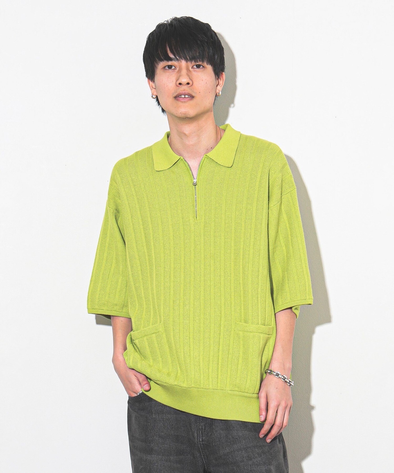 crepuscule Rib Half Zip Polo