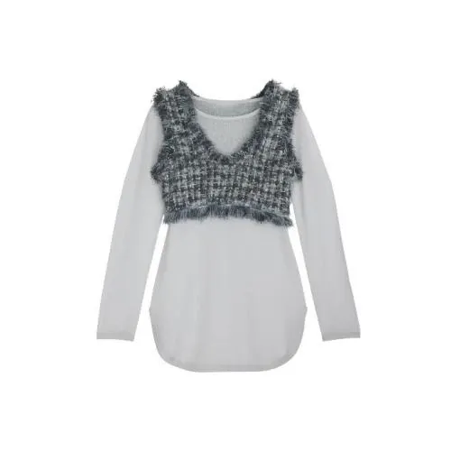 Ameri VINTAGE TWEED FRINGE KNIT TOPS