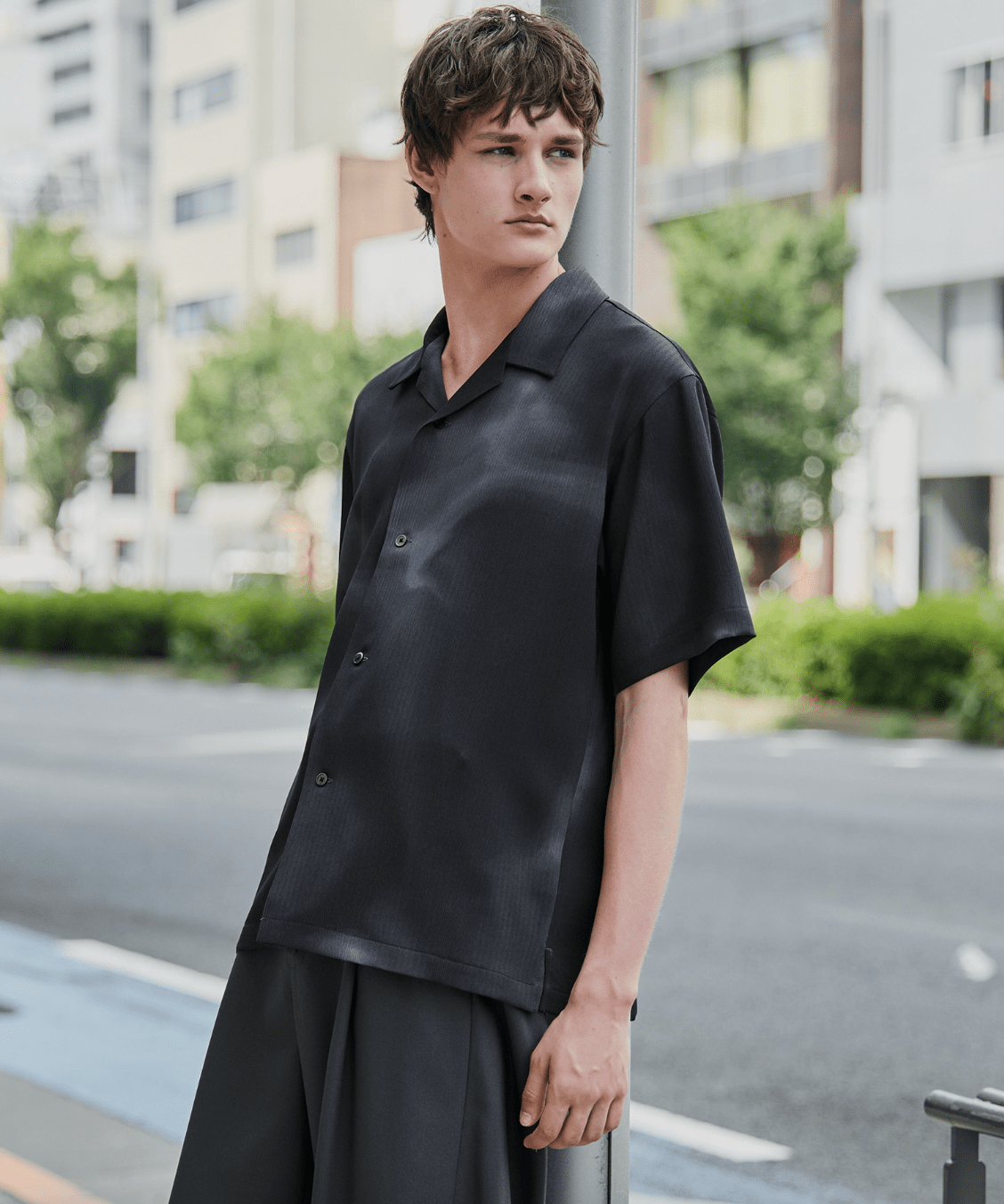 UNITED TOKYO COLD DRY GRADATION PLEATS オープンカラーシャツ
