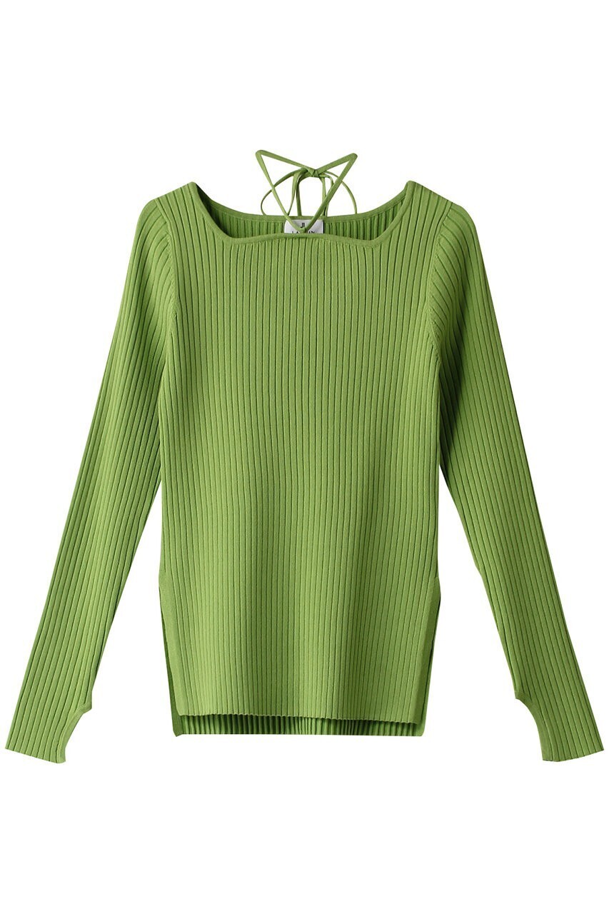LANVIN en Bleu カーブネックリブニット