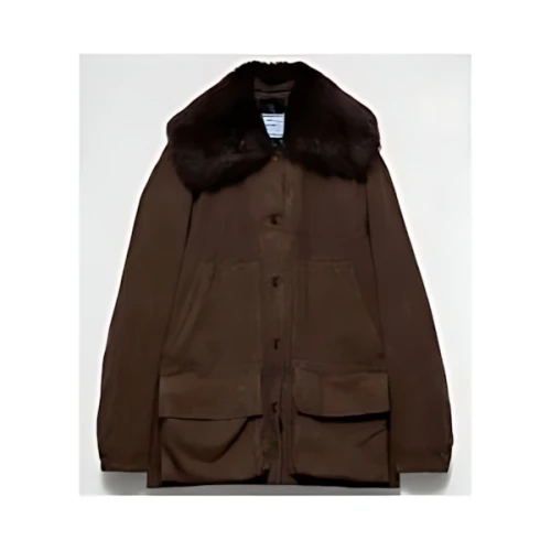 PRADA キャンバス ジャケット(ファー取り外し可能)