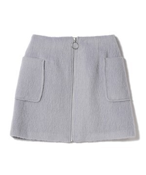 Ray BEAMS シャギー ジップフロント ミニスカート