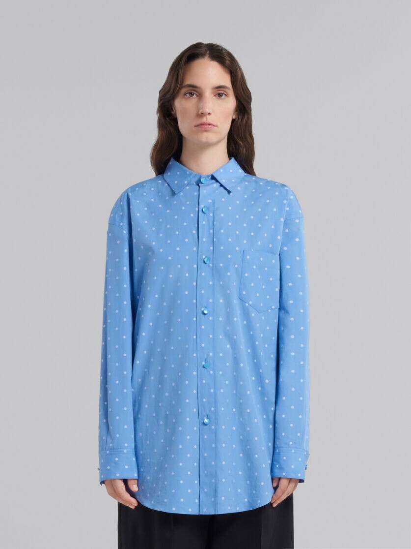 MARNI ライトブルー マイクロドット ポプリンシャツ