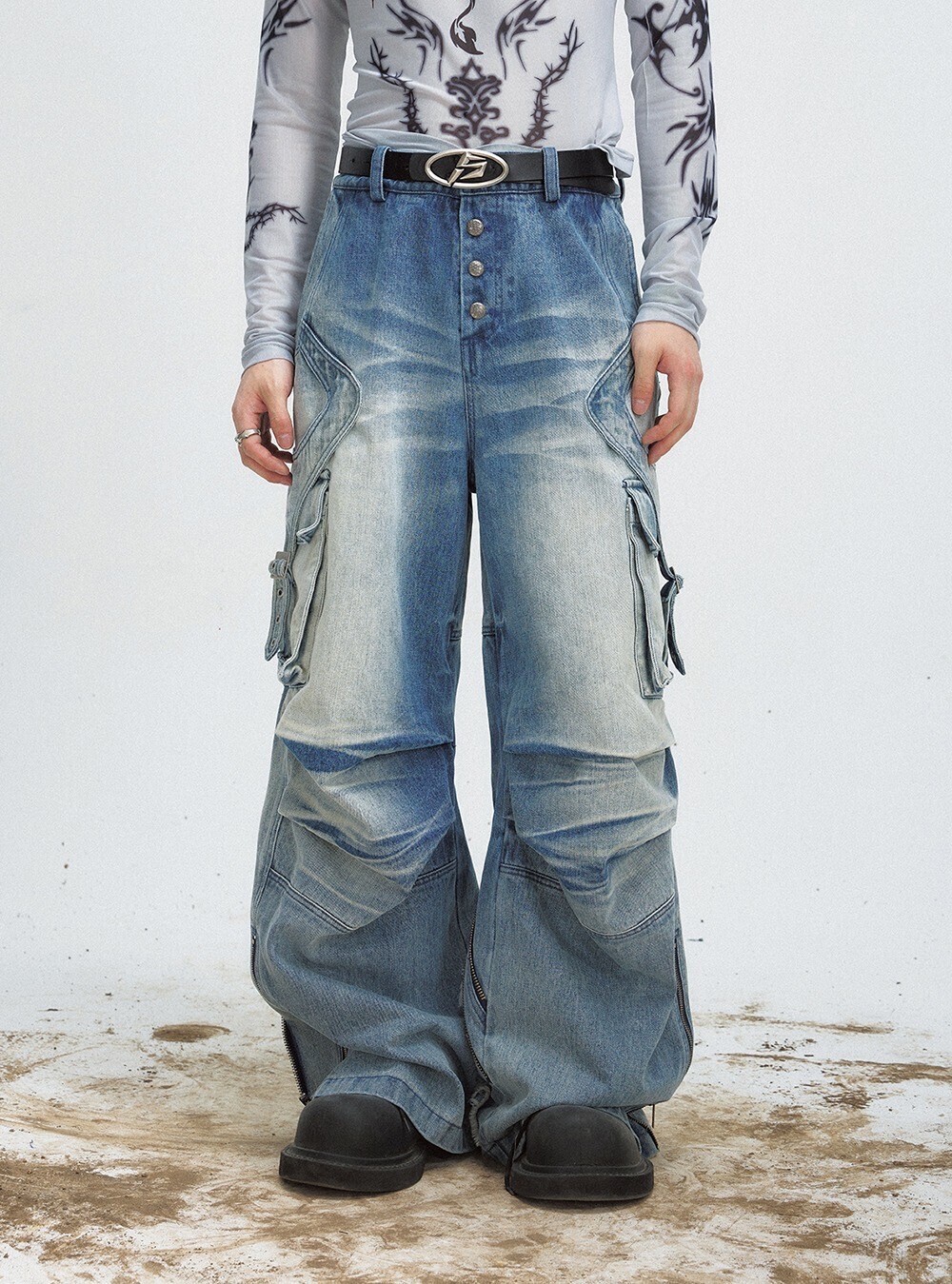 PEOPLESTYLE Vintage Wash Baggy Jeans